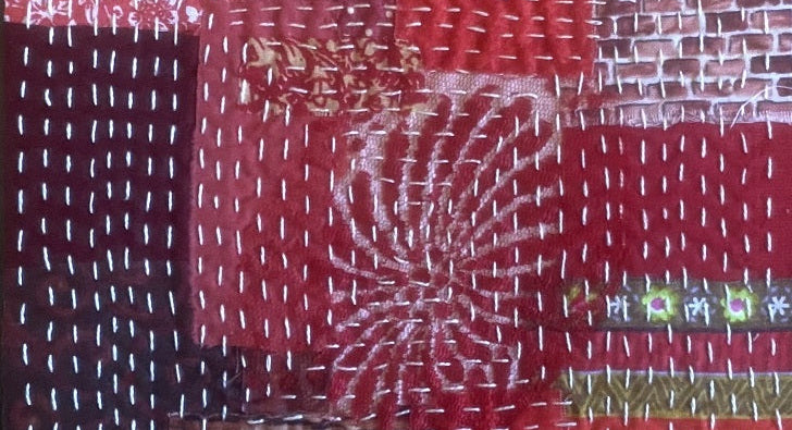 voorbeeld textielcollage gemaakt met slow stitching
