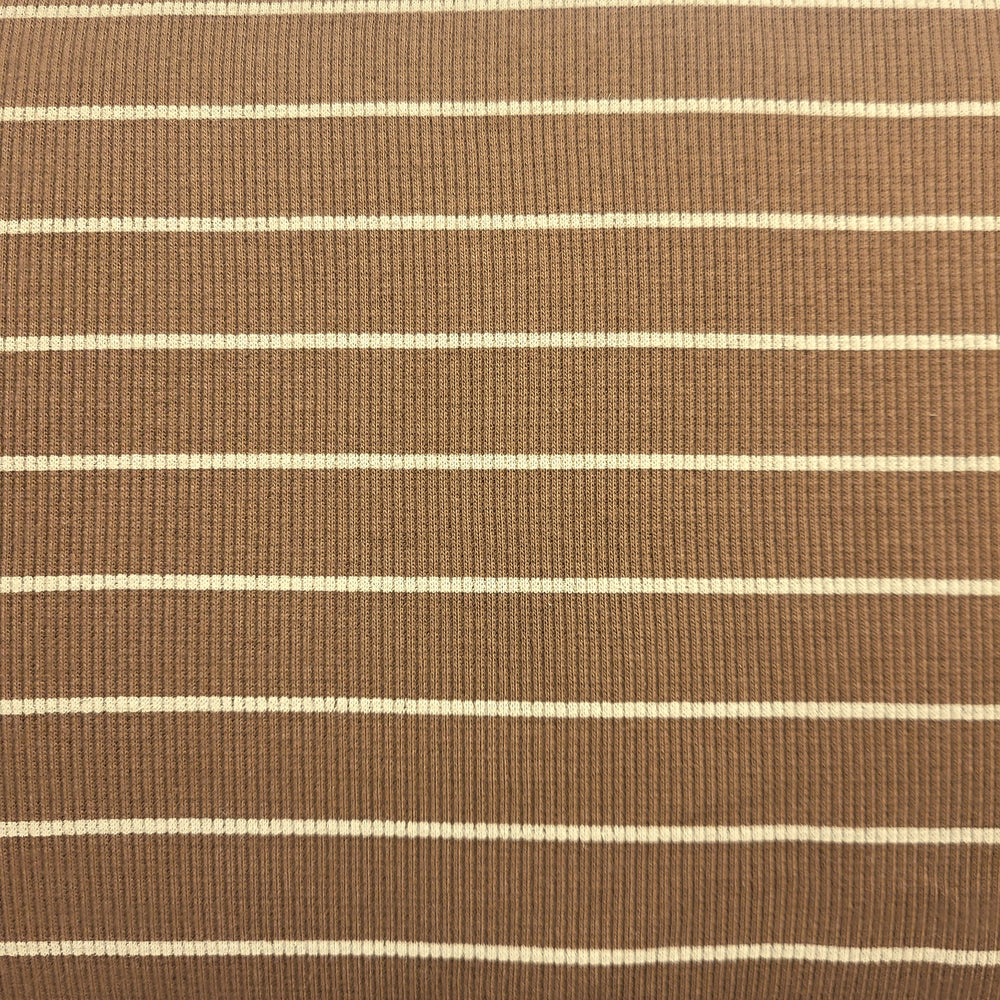 Camelkleurige rekbare stof met streep, ribjersey