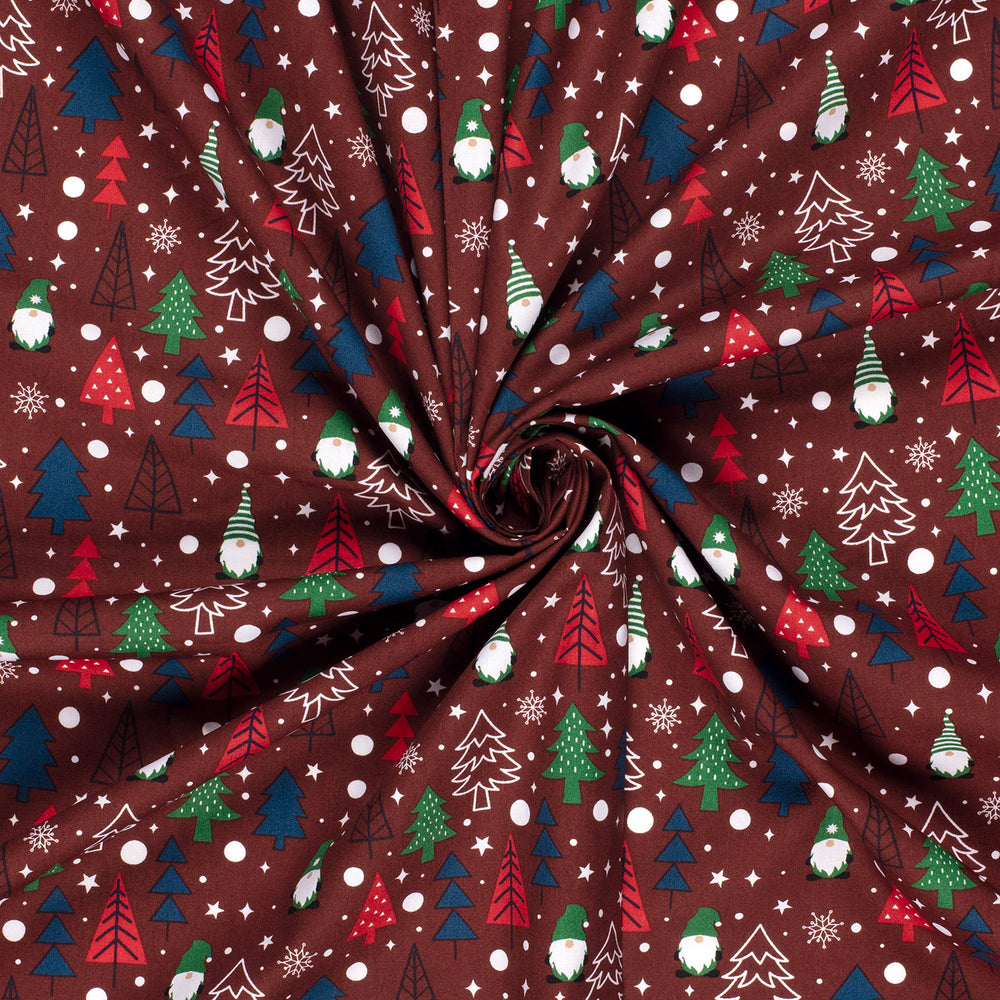 
                  
                    Vrolijke kerststof met kerstmannetjes en kerstbomen, katoen
                  
                