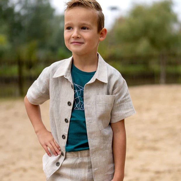 blouse in linnen, licht beige