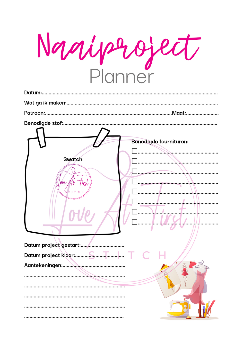 Naaiproject planner - download versie
