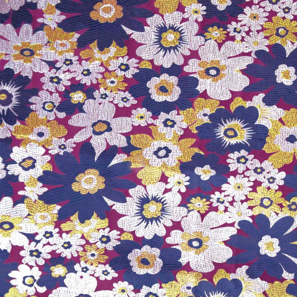 jacquard stof brokaat van donkerpaars met champagne kleur